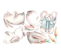 Stickers lapins gourmands doux rêveurs