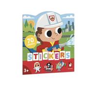 Janod – Cahier stickers Aventuriers – Dès 18 mois – 12 pages à décorer, 8 gommettes repositionnables