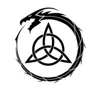 Stickers lettrage Autocollant Dragon celtique Trèfle Symbole irlandais Cercle 36x38.3cm Tatouage Noir