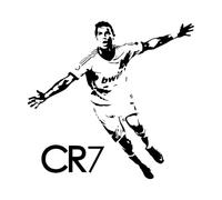 Stickers lettrage Autographe de la star du football Cr7 pour les fans de football 36x37.9cm Personnalisation Noir