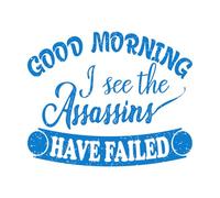 Stickers lettrage Bonjour, je vois que les assassins ont échoué. L'art typographique peut être utilisé. 65.6x80cm Peinture murale artistique Bleu