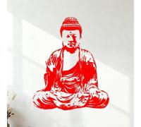 Stickers lettrage Bouddha assis, moine bouddhiste, religion 35x42.6cm Étanche Rouge