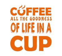 Stickers lettrage café, toute la bonté de la vie dans une tasse, typographie, prêt à déguster 42x47.2cm Décoration artistique Orange