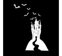 Stickers lettrage Chauves-souris d'Halloween du château de Dracula gothique de dessin animé 34x44.8cm Amovible sans laisser de colle Blanc