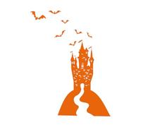 Stickers lettrage Chauves-souris d'Halloween du château de Dracula gothique de dessin animé 51x67.2cm Embellissement mural Orange