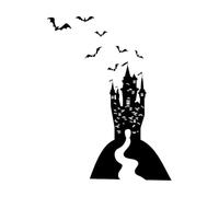 Stickers lettrage Chauves-souris d'Halloween du château de Dracula gothique de dessin animé 68x89.6cm Plusieurs tailles disponibles Noir
