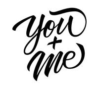 Stickers lettrage Citation romantique : Toi et moi 36x36.4cm Retirable sans laisser de colle Noir