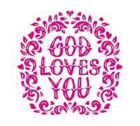 Stickers lettrage Citations calligraphiées « Dieu t'aime » sur une affiche 67.2x67.7cm Culture du tatouage RoseRouge