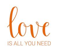 Stickers lettrage Des mots d'amour écrits à la main, c'est tout ce dont vous avez besoin. 54.6x61cm Personnalisation Orange