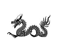 Stickers lettrage Dragon chinois de style asiatique oriental 30x52.4cm Sélection multicolore Noir