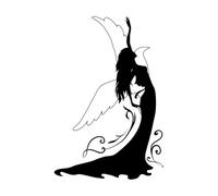 Stickers lettrage Fille Ailes Oiseau Danse Dame Princesse 32x47.8cm Autocollant Noir