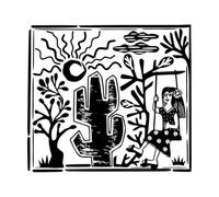 Stickers lettrage Fille brésilienne de style Cordel du Nord-Est se balançant 36x40cm Installation facile Noir