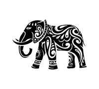 Stickers lettrage Inde Bel éléphant Animal hindou 32x47.3cm Sélection multicolore Noir