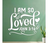Stickers lettrage Je suis profondément aimé, Jean Bible, Écriture chrétienne 42x48.4cm Multicolore Blanc