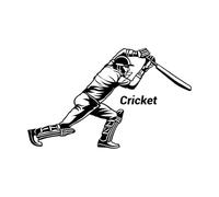 Stickers lettrage Jeu de batte de cricket pour joueurs de sport 45x73.4cm Ne se décolle pas Noir