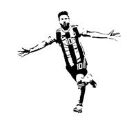 Stickers lettrage Joueur de football Argentine Enfants Football Sport 36x36.4cm Étanche Noir