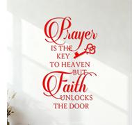Stickers lettrage La prière chrétienne est la e la foi. Versets bibliques et citations inspirantes sur la religion. 42x70.9cm Fourni avec un kit de film de transfert Rouge