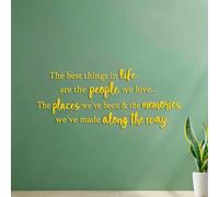Stickers lettrage Les meilleures choses de la vie sont les gens que nous aimons, les endroits que nous avons visités et les souvenirs. 53x128.1cm Décoration de carrosserie Jaune