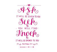 Stickers lettrage lettrage à la main demander chercher frapper à 50.4x85.1cm Ne se décolle pas RoseRouge