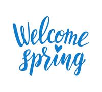 Stickers lettrage lettrage manuscrit souhaitant la bienvenue au printemps avec cadre floral décoratif, pinceau de calligraphie moderne 40x51.7cm Multicolore Bleu