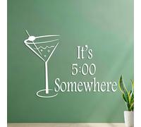 Stickers lettrage L'heure du cocktail ! Il est cinq heures quelque part. Citation de Margarita M. 42x57.7cm Stickers pour vitres Blanc