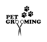 Stickers lettrage Logo de l'enseigne de l'animalerie avec ciseaux et trace imprimée pour salon de toilettage pour animaux de compagnie 34x39.4cm Plusieurs tailles disponibles Noir