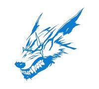 Stickers lettrage Loup-garou Loup Cicatrice Bête Fantastique Prédateur 72x76.5cm Ne se décolle pas Bleu