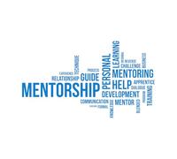 Stickers lettrage Mentorat en nuage de mots 30x51.9cm Personnalisation Bleu