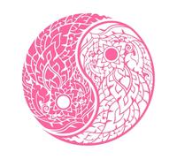 Stickers lettrage Motifs Yin Yang thaïlandais, symbole actif 36x36cm Étanche Rose