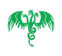 Stickers lettrage Mythologie du tatouage de dragon à trois têtes 68x83.8cm Étanche Vert