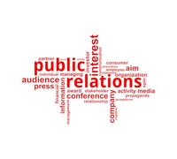 Stickers lettrage Nuage de mots Relations publiques 48x71.2cm Étanche Rouge