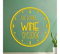Stickers lettrage Oh, regardez ! C'est l'heure du vin ! 35x35.1cm Étanche Jaune