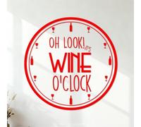 Stickers lettrage Oh, regardez ! C'est l'heure du vin ! 54.6x54.8cm N'abîme pas le mur Rouge