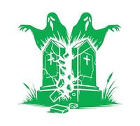 Stickers lettrage ombre de pierre tombale étrange 42x43.5cm Fourni avec un kit de film de transfert Vert