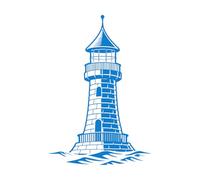 Stickers lettrage Phare Vague Nautique Style Marin 48x70.1cm Auto-adhésif Bleu