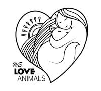 Stickers lettrage Protection des animaux Nous aimons les animaux 36x36cm Décoration de magasin Noir