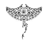 Stickers lettrage Raie Manta Tribale Océan Marin Mer 72x74.1cm N'abîme pas le mur Noir