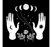 Stickers lettrage Rituels magiques de pleine lune dessinés à la main 54x55.3cm Stickers pour vitres Blanc