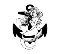 Stickers lettrage sex-appeal Sirène Ancre Océan Mer Marine Style 34x44cm Installation facile Noir
