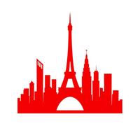 Stickers lettrage silhouette de l'horizon parisien 42x43.7cm Modification et ajout d'informations possibles Rouge