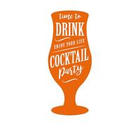 Stickers lettrage silhouette d'un verre à cocktail 30x71.9cm Décoration de magasin Orange