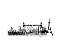 Stickers lettrage Skyline de Paris 1 50.4x124.1cm Plusieurs tailles disponibles Noir