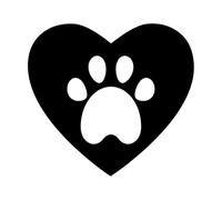 Stickers lettrage Symbole du cœur Amour Animaux de compagnie Traces d'animaux 36x39.2cm Plusieurs tailles disponibles Noir
