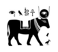 Stickers lettrage Symboles de l'Égypte ancienne : animaux de la vache 36x39cm Sélection multicolore Noir