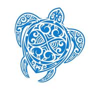 Stickers lettrage Tatouage tribal maori de tortue et de reptile 36x38.3cm Décoration artistique Bleu