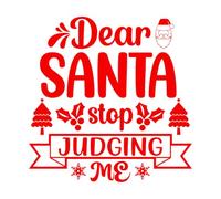 Stickers lettrage Typographie de Noël, cher Père Noël, arrête de me juger 67.2x68.2cm Stickers pour vitres Rouge
