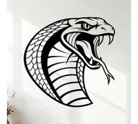 Stickers lettrage une tête de cobra gueule ouverte 35x35.3cm N'abîme pas le mur Noir
