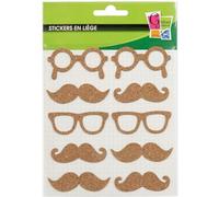 Graine créative Stickers liège Moustache 10 pièces