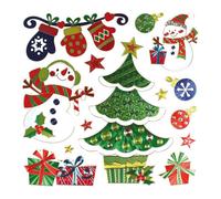 MÉGACRÉA Stickers métallisés Bonhomme de Neige Sapin 14 piè