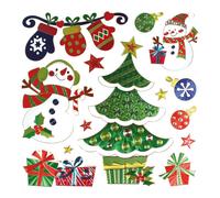 Stickers Métallisés Bonhomme De Neige Sapin 14 Pièces